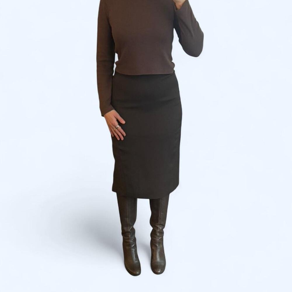 Vintage Late 80s-Early 90s Linda Allard Ellen Tracy Brown Midi Skirt